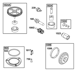 Lubrication Group Diagram and Parts List for 49R977-0016-G1  Briggs and Stratton Engine
